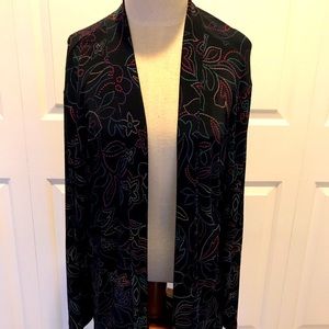 Wrinkle-Resistant Black and Multi Cardigan